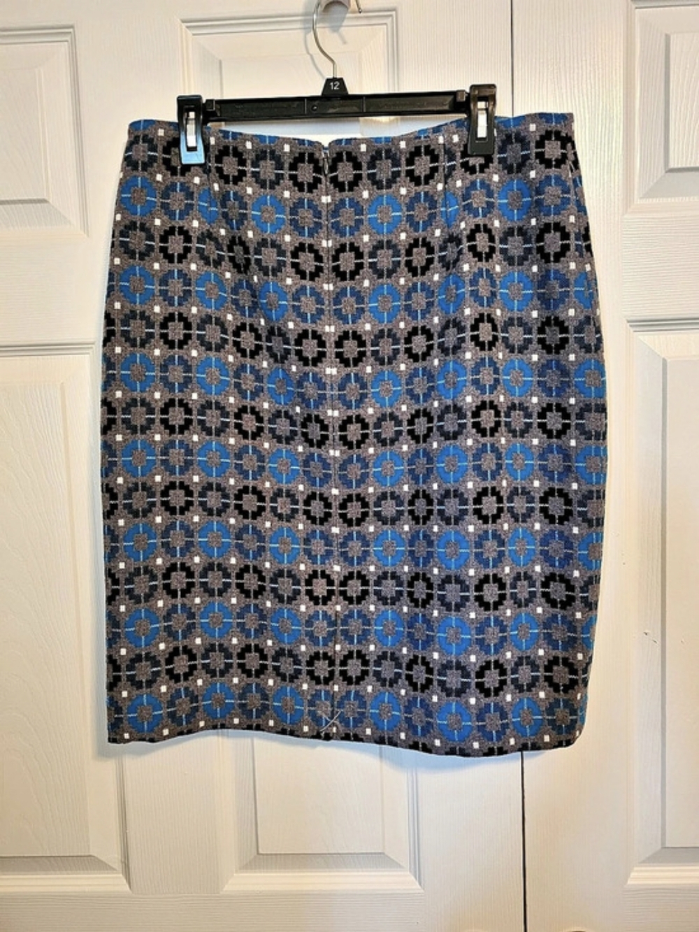 Talbots Geometric Mini Skirt in Blue & Gray Size 12 Like New